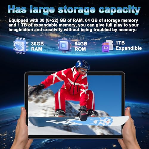DMOAO Tablette Enfants 10 Pouces Android 15 avec 30Go RAM (TF 2To), 5G WI-FI 6, Widevine L1, Contrôle Parental, 8-Core, Tablette Tactile avec Coque Antichoc EVA Support Rotatif à 360°,Noir