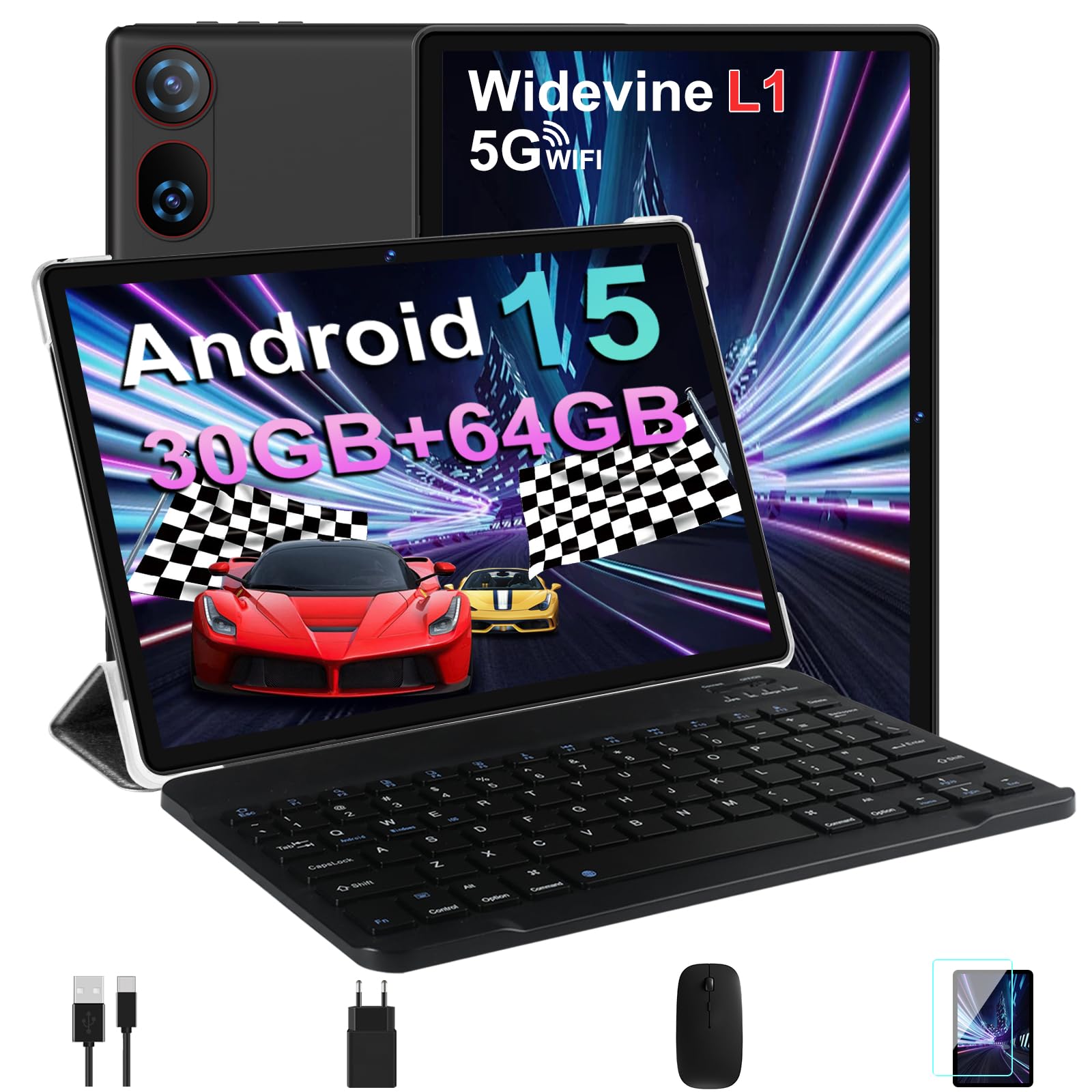 Étui Clavier KARYLAX Pour Tablette 10,1 Pouces - Rouge - Bluetooth - Neuf
